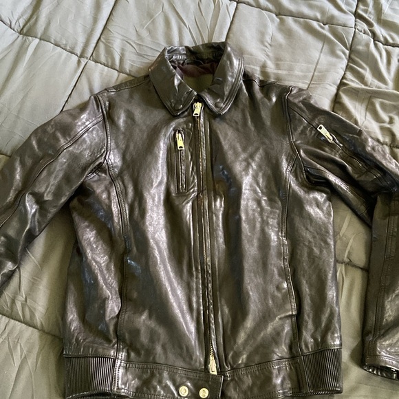 All Saints black leather jacket, slim fit, size large - Picture 8 of 16